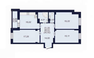 3-к квартира, вторичка, 91м2, 2/14 этаж