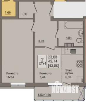 1-к квартира, вторичка, 44м2, 7/18 этаж