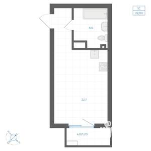 Студия квартира, вторичка, 30м2, 6/18 этаж