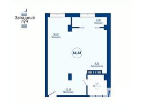 2-к квартира, вторичка, 64м2, 16/25 этаж