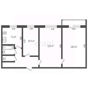 3-к квартира, вторичка, 65м2, 9/9 этаж