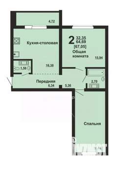 3-к квартира, вторичка, 65м2, 10/10 этаж