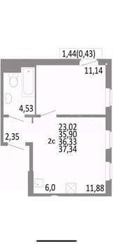 1-к квартира, вторичка, 36м2, 2/10 этаж