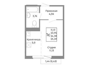 Студия квартира, строящийся дом, 24м2, 5/10 этаж