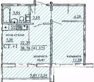 2-к квартира, строящийся дом, 41м2, 6/10 этаж
