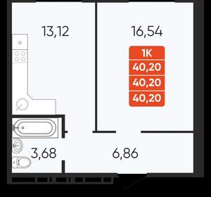 1-к квартира, вторичка, 40м2, 1/10 этаж
