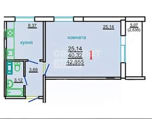 1-к квартира, вторичка, 41м2, 5/10 этаж