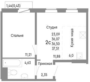 2-к квартира, строящийся дом, 37м2, 10/10 этаж