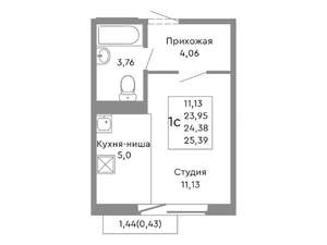 Студия квартира, строящийся дом, 24м2, 4/10 этаж