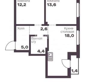 3-к квартира, строящийся дом, 56м2, 3/8 этаж