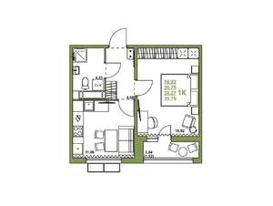 1-к квартира, строящийся дом, 38м2, 2/16 этаж