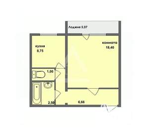 1-к квартира, вторичка, 40м2, 1/10 этаж