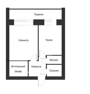 1-к квартира, вторичка, 40м2, 2/6 этаж