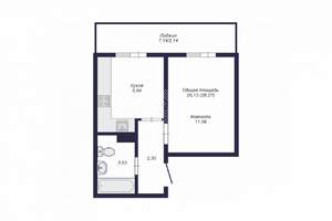 1-к квартира, вторичка, 28м2, 2/10 этаж