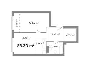 2-к квартира, строящийся дом, 58м2, 14/24 этаж