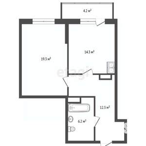 1-к квартира, вторичка, 53м2, 3/12 этаж