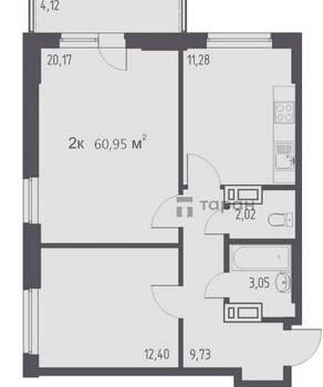 2-к квартира, вторичка, 57м2, 5/26 этаж