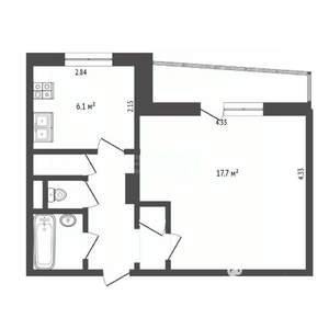 1-к квартира, вторичка, 36м2, 5/9 этаж