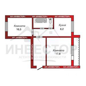 2-к квартира, вторичка, 55м2, 10/10 этаж