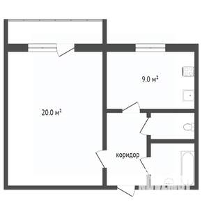 1-к квартира, вторичка, 30м2, 2/5 этаж
