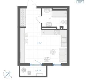 Студия квартира, вторичка, 33м2, 13/18 этаж