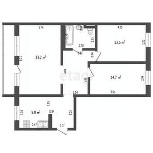 3-к квартира, вторичка, 80м2, 1/5 этаж