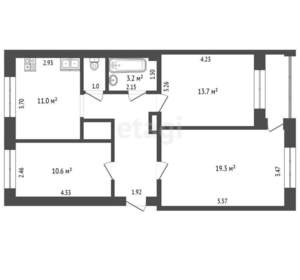 3-к квартира, вторичка, 73м2, 7/7 этаж