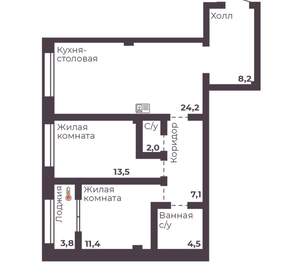 2-к квартира, вторичка, 71м2, 8/17 этаж