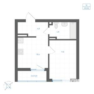 1-к квартира, вторичка, 33м2, 5/11 этаж
