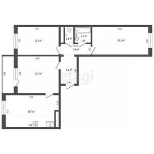 3-к квартира, вторичка, 75м2, 14/20 этаж