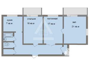 3-к квартира, вторичка, 76м2, 3/3 этаж