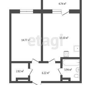 1-к квартира, вторичка, 47м2, 9/16 этаж
