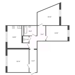3-к квартира, вторичка, 86м2, 6/10 этаж