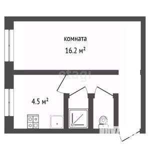 1-к квартира, вторичка, 25м2, 2/3 этаж