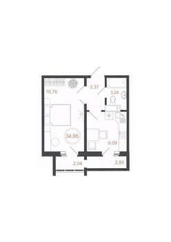 1-к квартира, вторичка, 35м2, 14/16 этаж