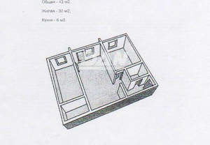 2-к квартира, вторичка, 43м2, 3/5 этаж