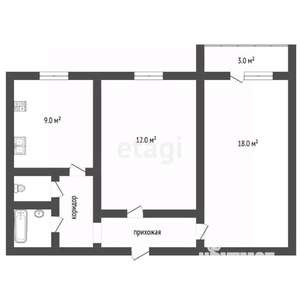 2-к квартира, вторичка, 50м2, 2/9 этаж