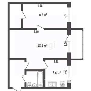 2-к квартира, вторичка, 42м2, 4/5 этаж