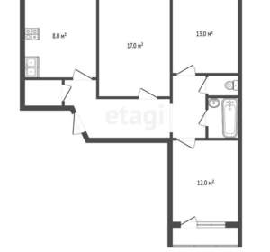3-к квартира, вторичка, 66м2, 2/10 этаж