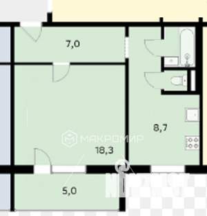 1-к квартира, вторичка, 40м2, 10/10 этаж