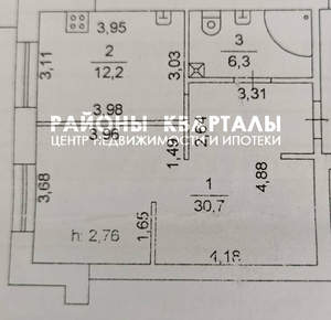 1-к квартира, вторичка, 49м2, 1/5 этаж