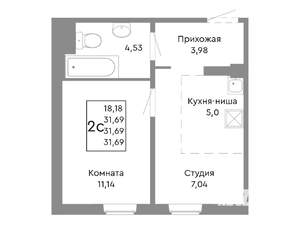 2-к квартира, вторичка, 32м2, 2/10 этаж