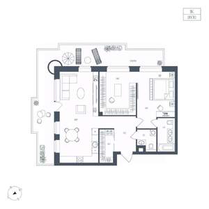 1-к квартира, вторичка, 90м2, 3/7 этаж