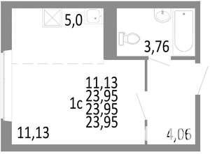 Студия квартира, строящийся дом, 24м2, 2/10 этаж