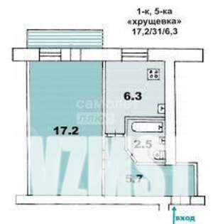 1-к квартира, вторичка, 41м2, 2/5 этаж