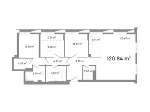 4-к квартира, строящийся дом, 121м2, 23/24 этаж