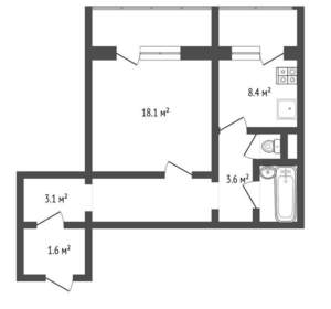 1-к квартира, вторичка, 48м2, 10/10 этаж