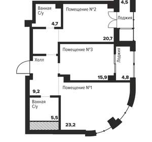 2-к квартира, вторичка, 84м2, 9/29 этаж