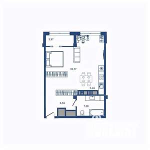 1-к квартира, вторичка, 56м2, 4/23 этаж