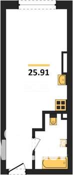 Студия квартира, вторичка, 26м2, 19/19 этаж